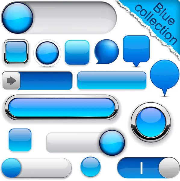 Boutons bleus modernes très détaillés . — Image vectorielle
