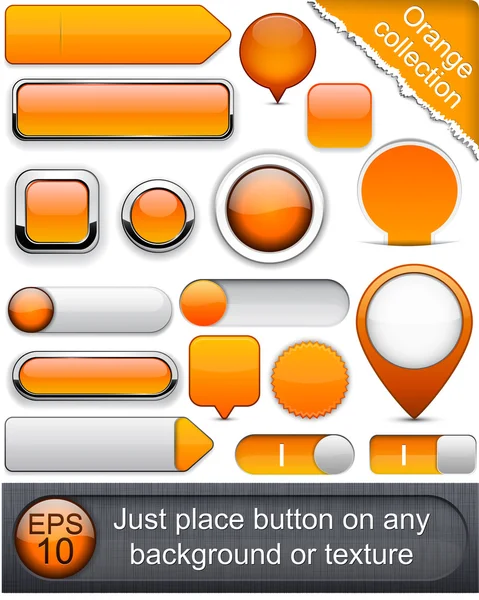 Υψηλής λεπτομερείς σύγχρονες κουμπιά πορτοκαλί. — Διανυσματικό Αρχείο