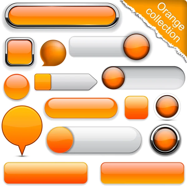 Oranje hoge-gedetailleerde moderne knoppen. — Stockvector