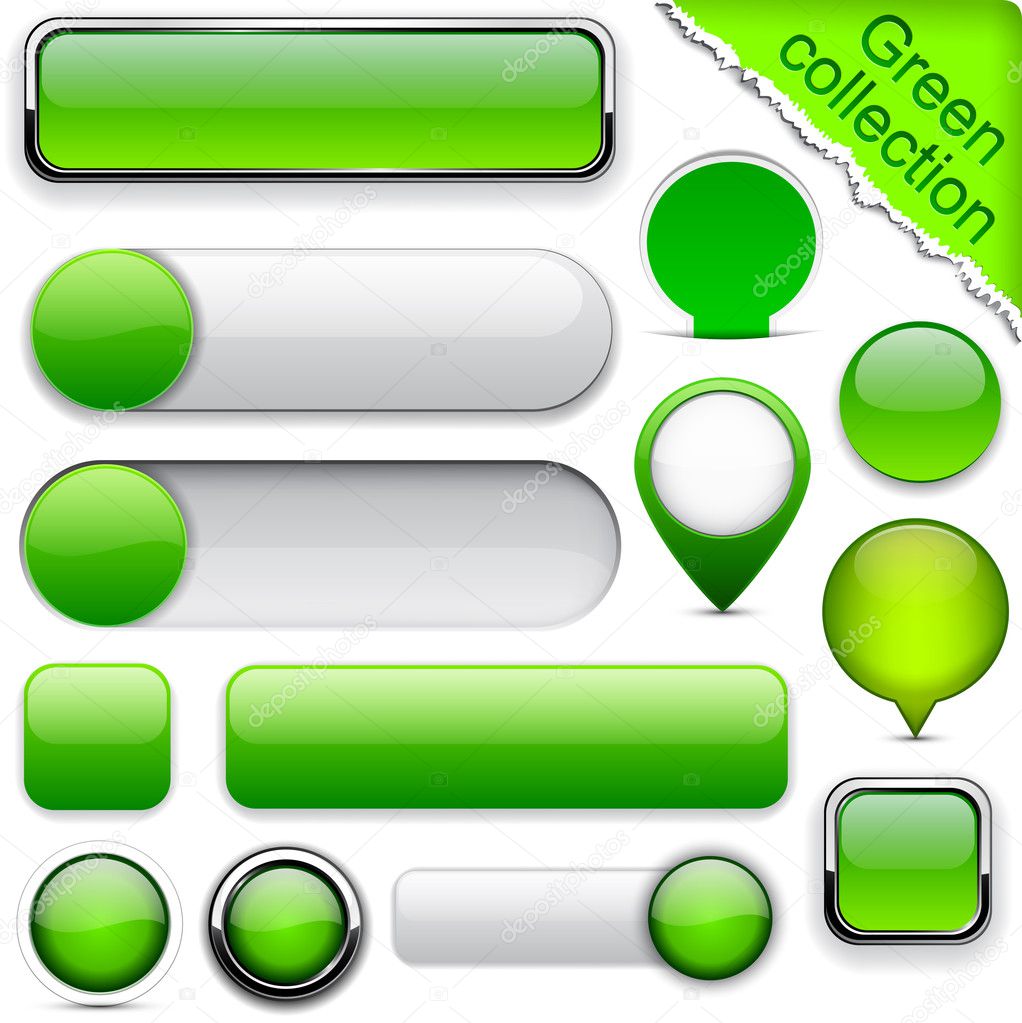 Green high-detailed modern buttons.