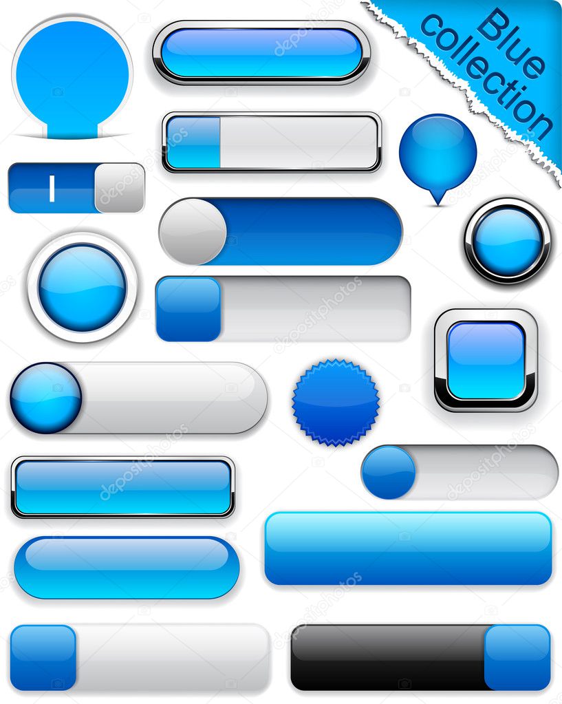 Blue high-detailed modern buttons.