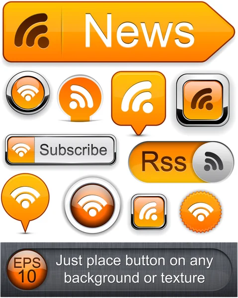 RSS yüksek Detaylı modern düğmeleri. — Stok Vektör
