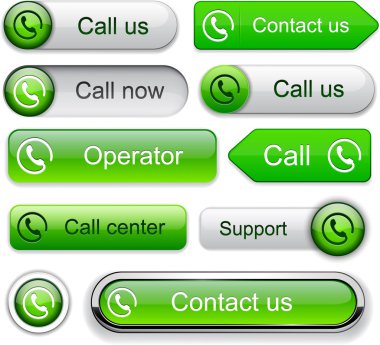 Call high-detailed modern buttons. clipart