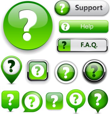 Question high-detailed modern buttons. clipart