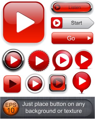 Play high-detailed modern buttons. clipart