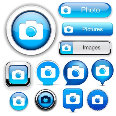 Photo high-detailed web button collection.