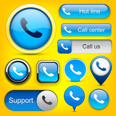 Phone high-detailed web button collection. clipart