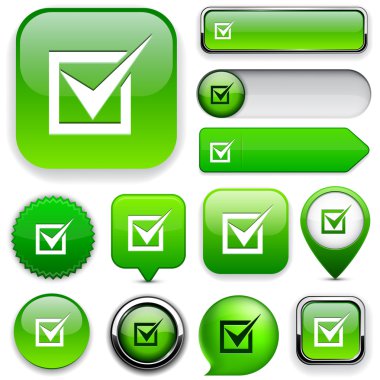 Checkmark high-detailed web button collection. clipart