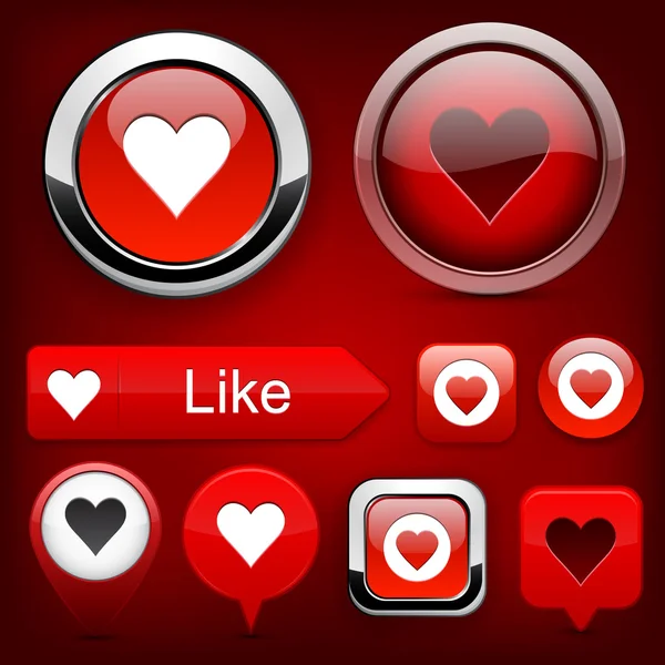 Amor botones modernos de alto detalle . — Vector de stock