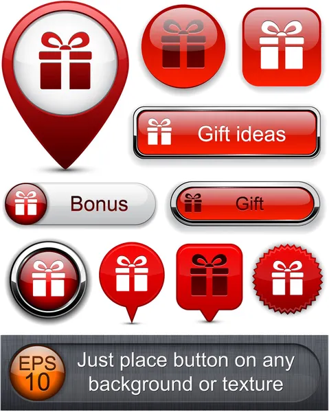 Cadeau boutons modernes très détaillés . — Image vectorielle