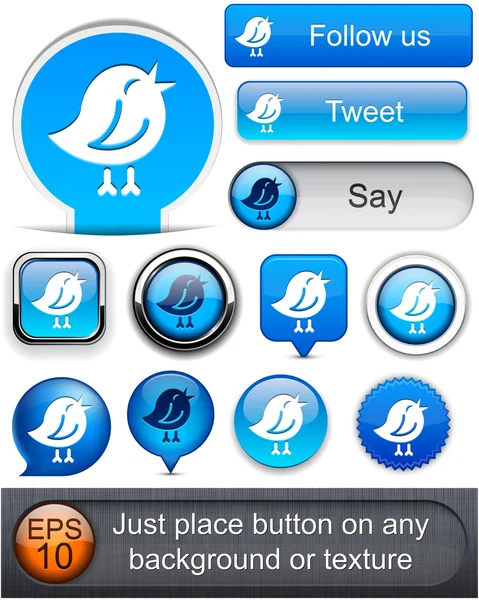 Bird high-detailed modern buttons. — Stock Vector