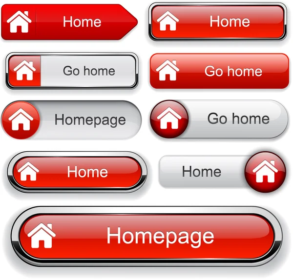 Otthoni magas részletes web button gyűjtemény. — Stock Vector