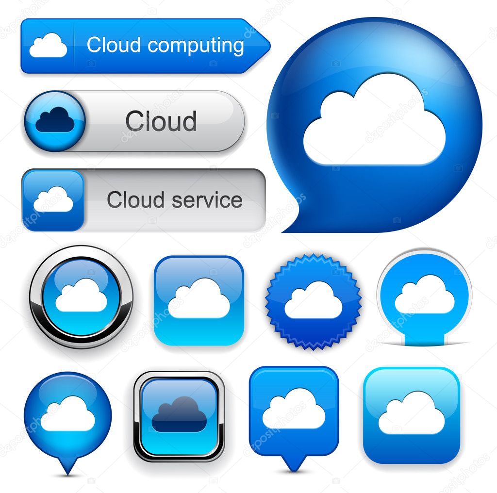Cloud computing high-detailed modern buttons.