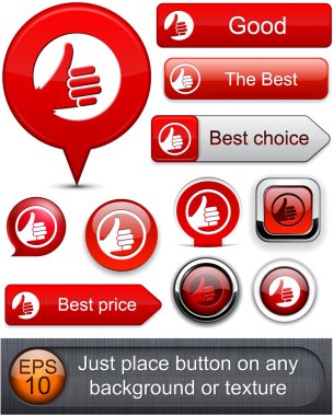 Thumb up high-detailed modern buttons. clipart