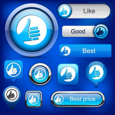 Thumb up high-detailed modern buttons. clipart