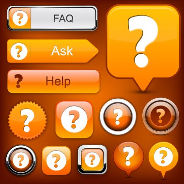 Question high-detailed modern buttons. clipart