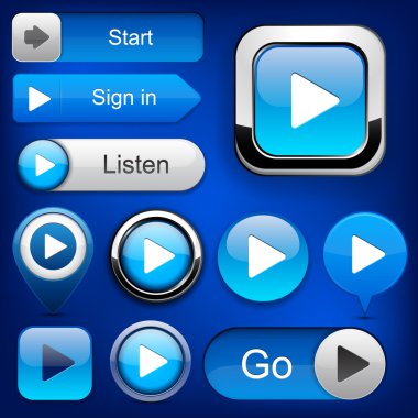 Play high-detailed modern buttons. clipart