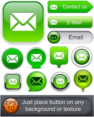 E-Mail high-detailed web button collection. clipart