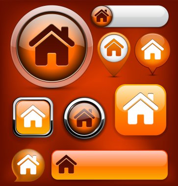 Home high-detailed web button collection. clipart