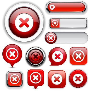 Cross high-detailed web button collection. clipart