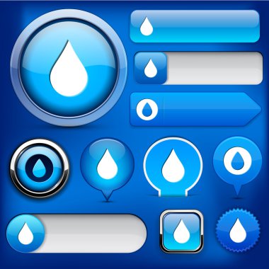 Droplet high-detailed web button collection. clipart