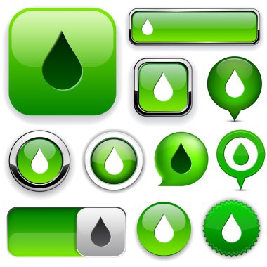 Droplet high-detailed web button collection. clipart