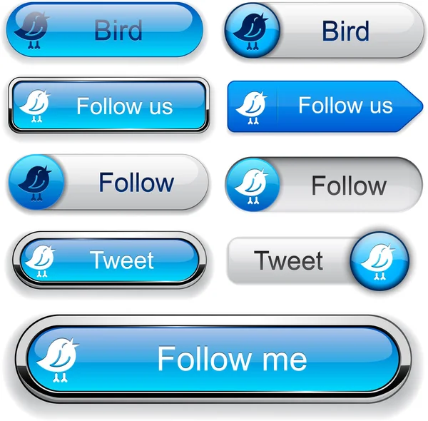 Pájaro botones modernos de alto detalle . — Vector de stock