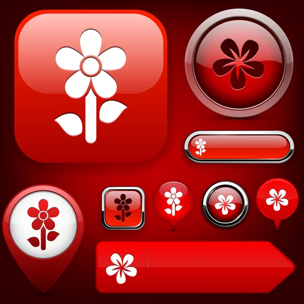 Flower high-detailed modern buttons. — Stock Vector