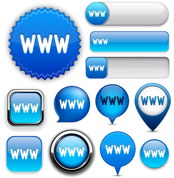 WWW coleção de botões web altamente detalhada . — Vetor de Stock