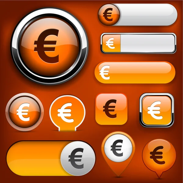 Euro hochdetaillierte Web-Knopf-Sammlung. — Stockvektor