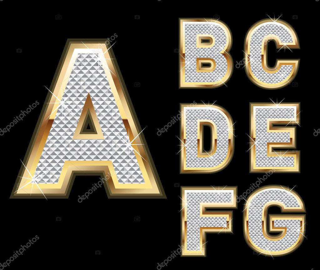 Set Diamond Gold Letters A-G Stock Vector by ©deskcube 10378420