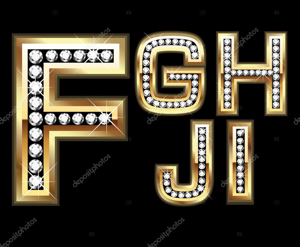 Set Diamond Gold Letters F-I Stock Vector by ©deskcube 10389661