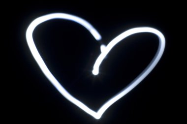 Heart shape, light painting in darkness clipart