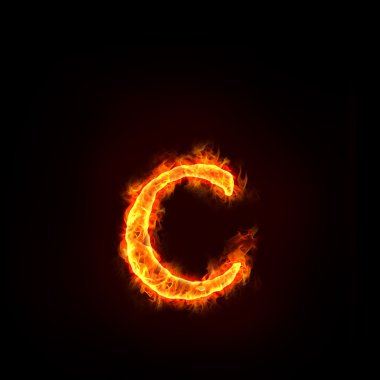 Fire alphabets, small letter c clipart