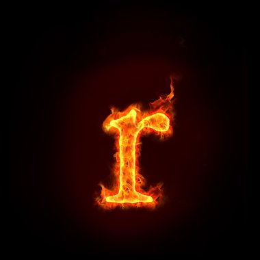 Fire alphabets, small letter r clipart