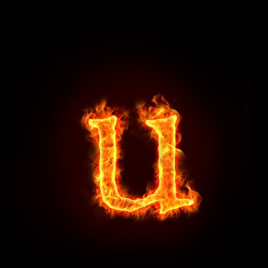 Fire alphabets, small letter u clipart