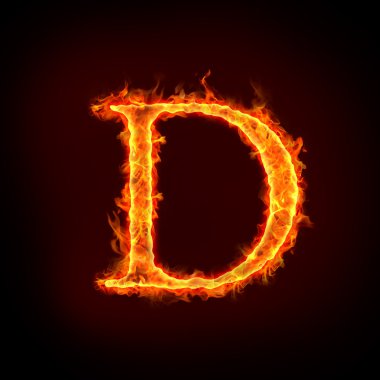 Fire alphabets, D clipart