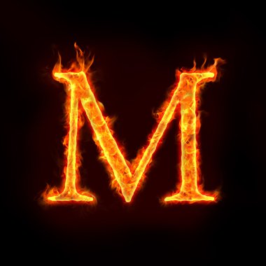 Fire alphabets, M clipart