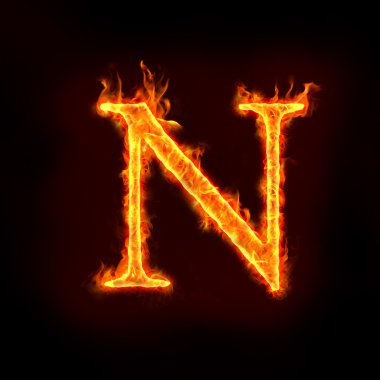 Fire alphabets, N clipart