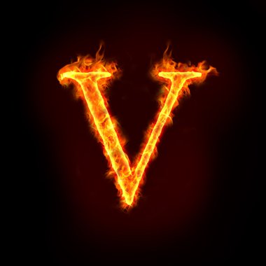 Fire alphabets, V clipart