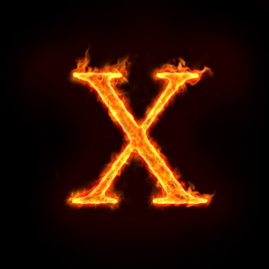 Fire alphabets, X clipart