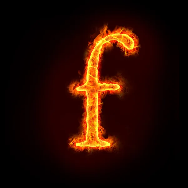 Alfabetos de fogo, letra pequena f — Fotografia de Stock