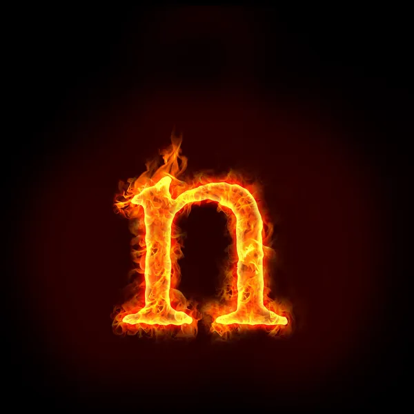 Fire alphabets, small letter n — Stock Photo, Image
