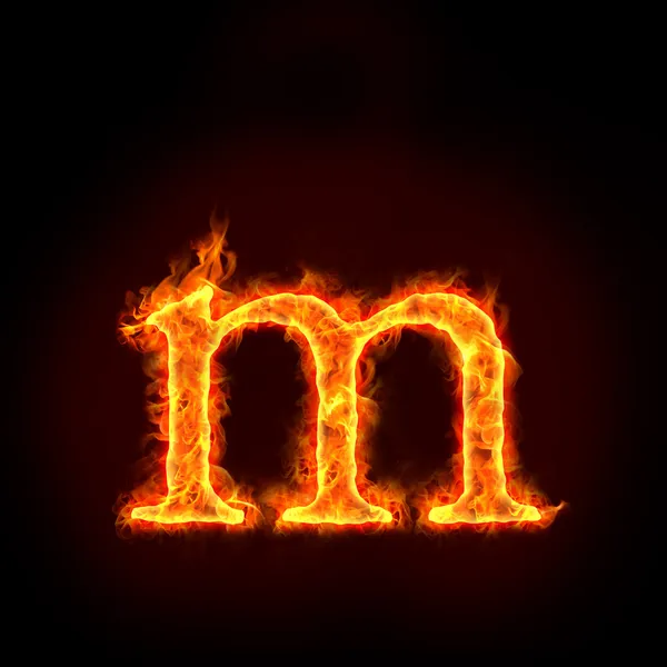 Yangın alfabe, küçük harf m — Stok fotoğraf