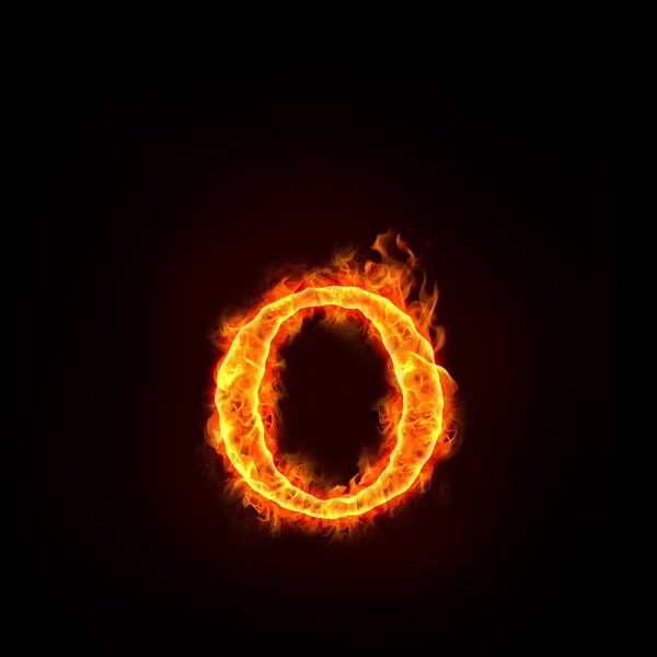 Yangın alfabe, küçük harf o — Stok fotoğraf