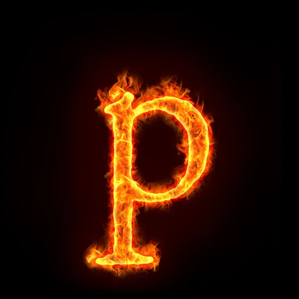 Fire alphabets, small letter p — Stock Photo, Image