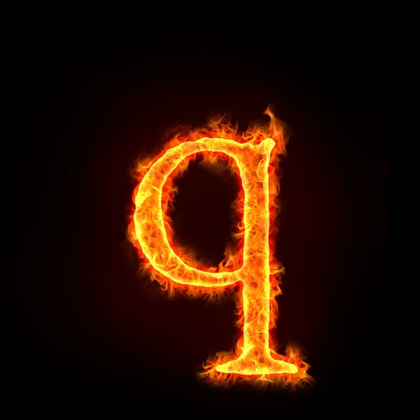 Огненные алфавиты, маленькая буква q — стоковое фото