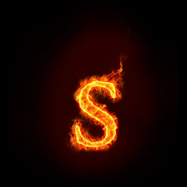 Fire alphabets, small letter s — Stock Photo, Image