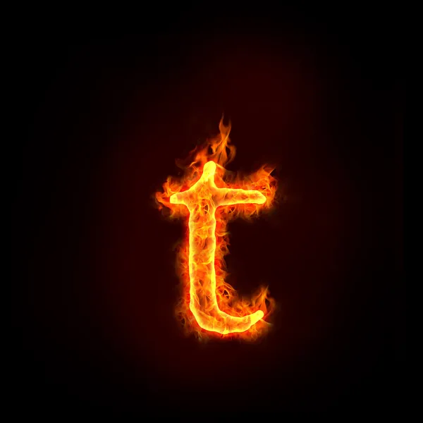 Fire alphabets, small letter t — Stock Photo, Image