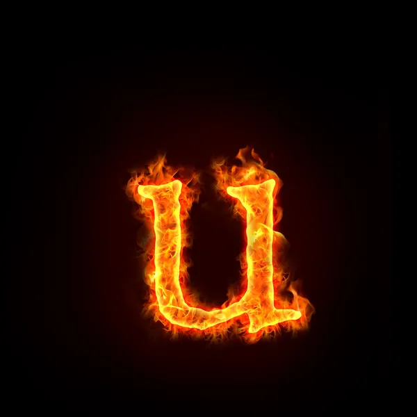 Fire alphabets, small letter u — Stock Photo, Image